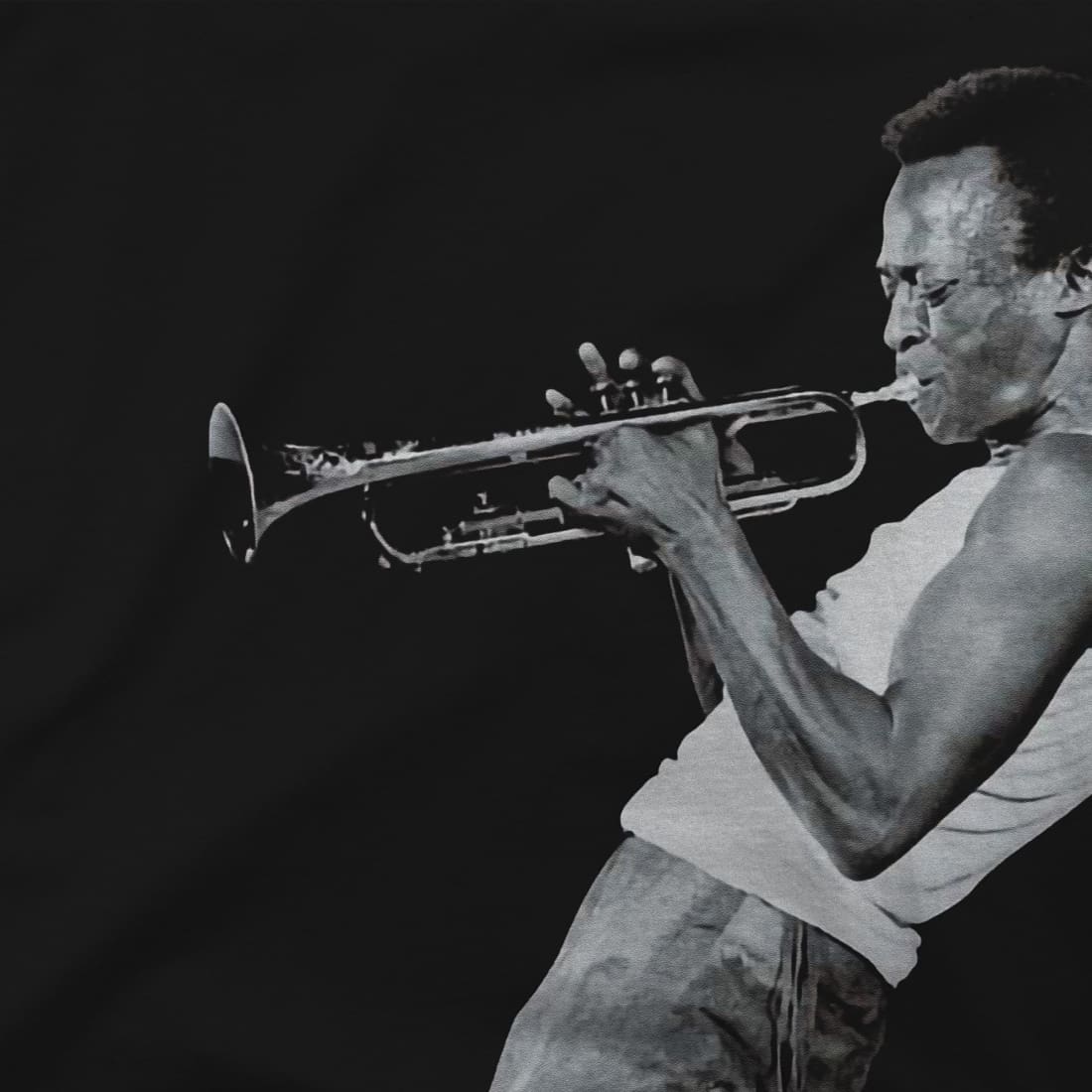 Miles Davis Playing His Trumpet Artwork T-Shirt - 4 STYLES - 4 COLORS -