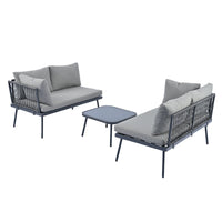 Thumbnail for Modern Outdoor 3-Piece PE Rattan Sofa Set All Weather Patio Metal Sectional Furniture Set With Cushions and Glass Table