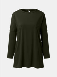 Thumbnail for Full Size Round Neck Drapey Long Sleeve T-Shirt - SIZES S THRU 3XL - T - 6 COLORS -