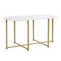 Thumbnail for Modern 7-Piece Dining Table Set With Faux Marble Compact 55Inch Kitchen Table Set for 6, Golden+White