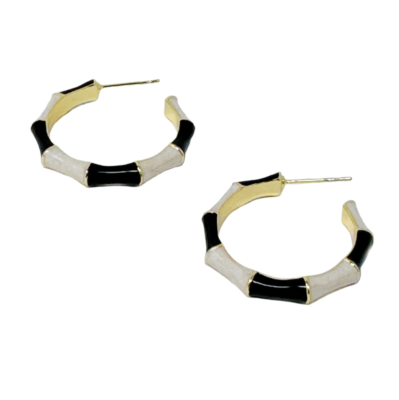 Ellison & Young - Small Color Block Bamboo Hoop Earrings -