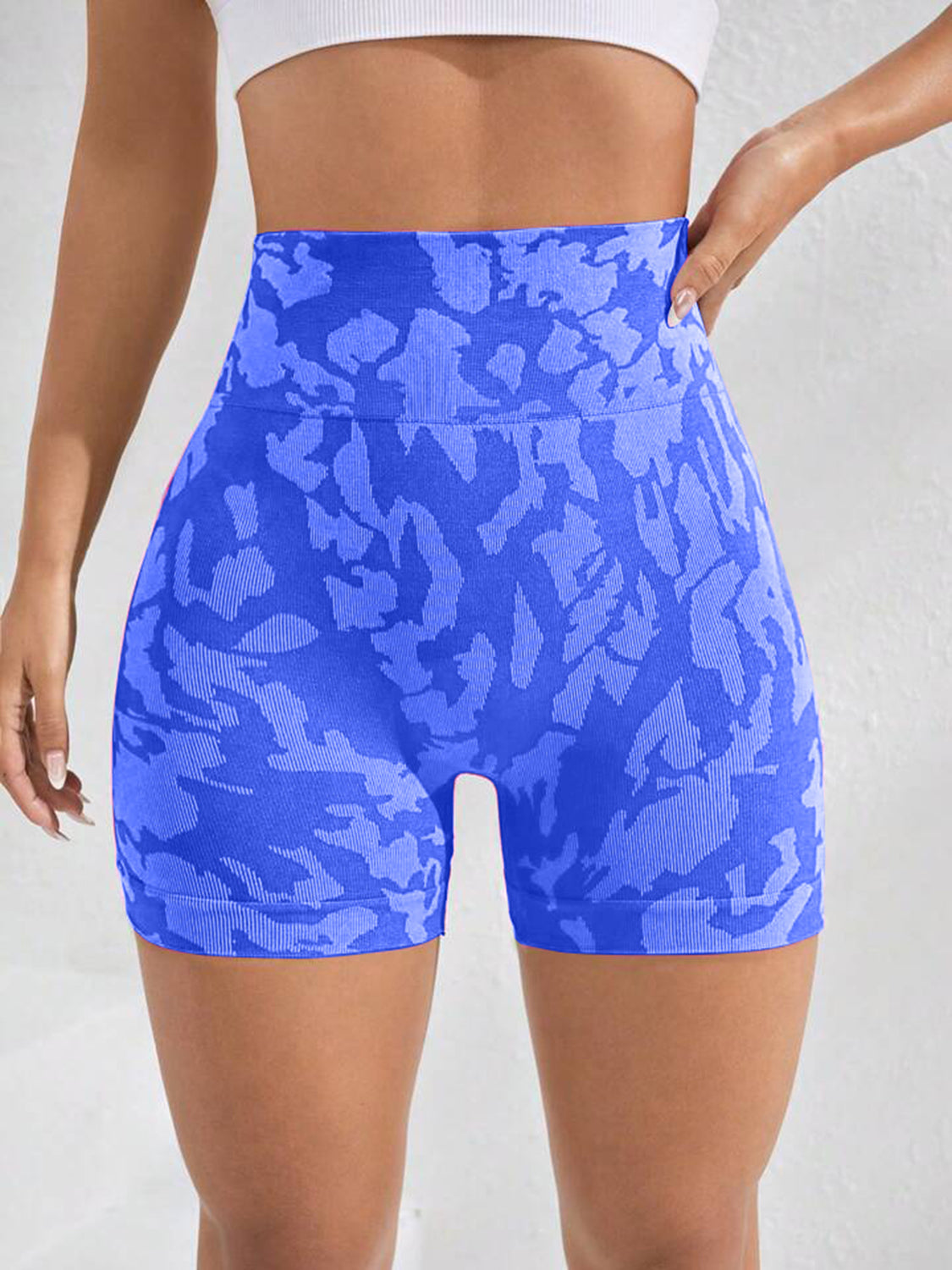 Printed High Waist Active Shorts - T - 4 COLORS -