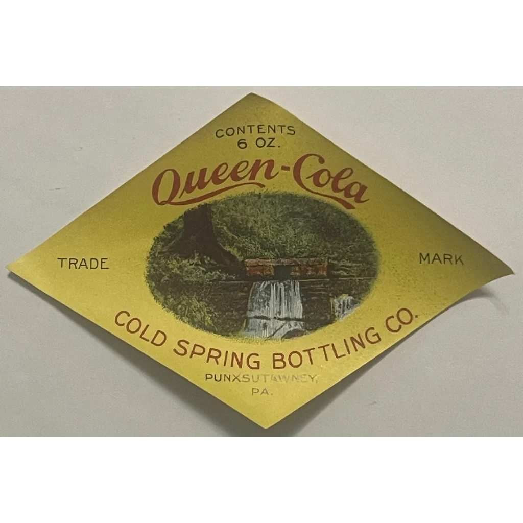 Antique Vintage 1930s 🔥 Queen Cola Label, Punxsutawney, PA, Unique Americana!