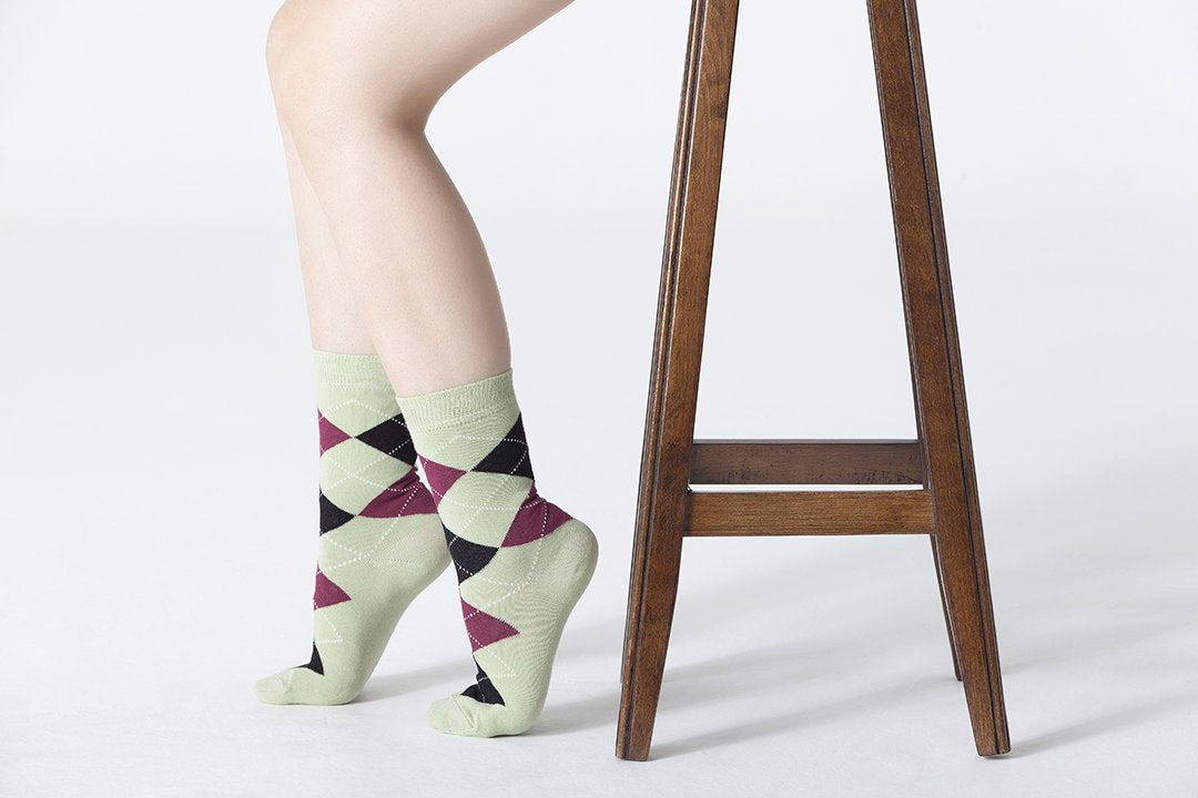 Women's Pistachio Argyle Socks - 1 COLOR -