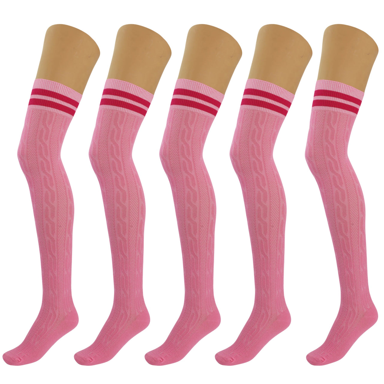 5 Pairs Over Knee Thigh Socks Knee-High Warm Stocking Women Boot Sock Leg Warmer High Socks - FITS SIZES 5-10 - 9 COLORS -