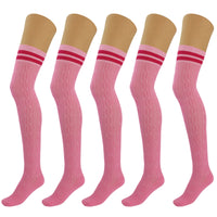 Thumbnail for 5 Pairs Over Knee Thigh Socks Knee-High Warm Stocking Women Boot Sock Leg Warmer High Socks - FITS SIZES 5-10 - 9 COLORS -