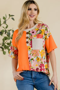 Thumbnail for Celeste Full Size Floral Short Sleeve T-Shirt - T - 2 COLORS -