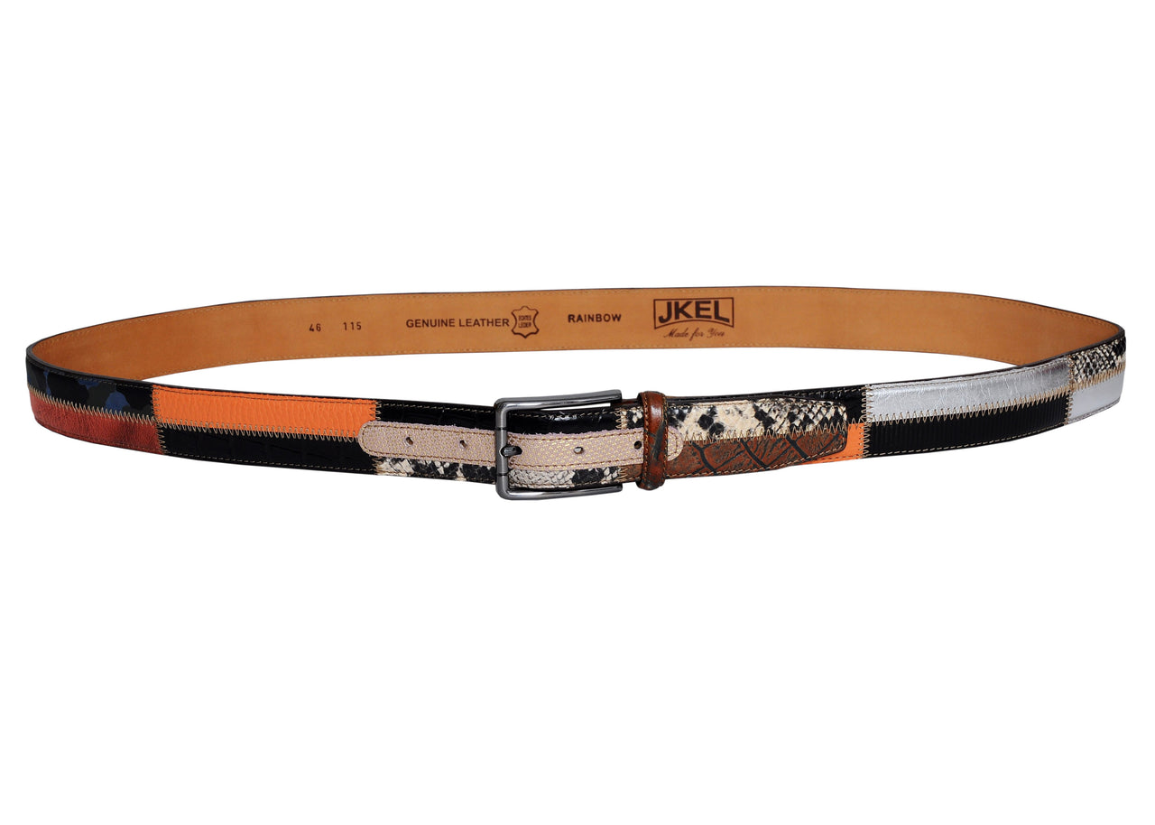 Jkel - Rainbow Black Brown Leather Men Belt -