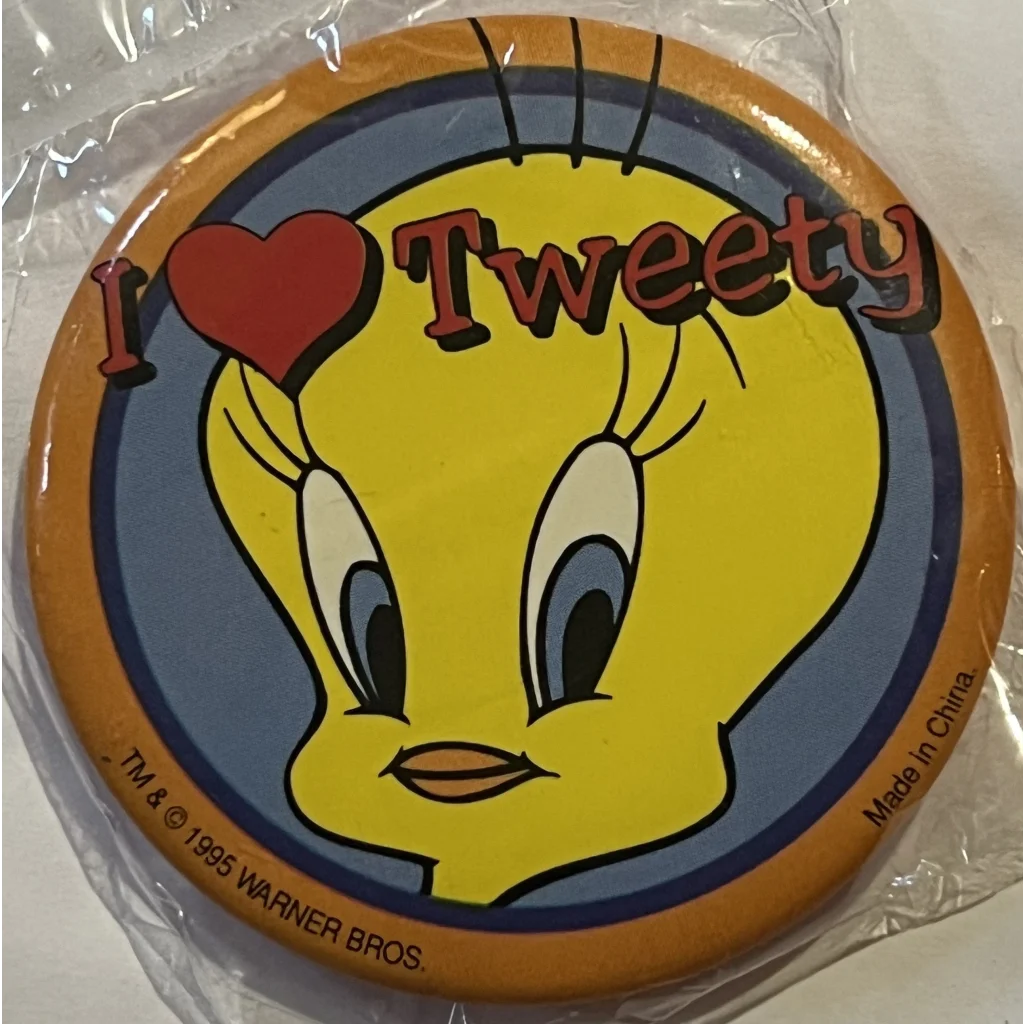 Vintage 1995 Looney Tunes Pin, I Love Tweety Bird, Unopened in Package!