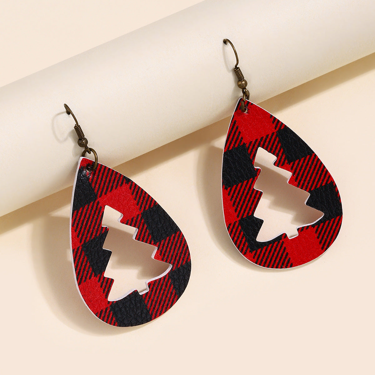 Faux Leather Cutout Christmas Tree Earrings - T - 4 COLORS -