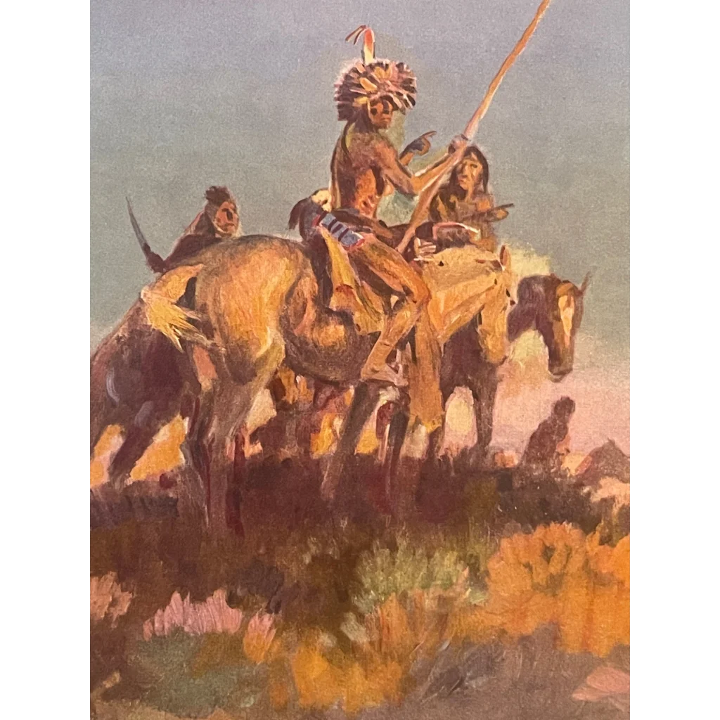 Vintage 1970s Art Print, Charles Russell, Native American Western Decor! 🦬