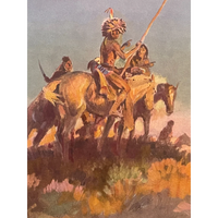 Thumbnail for Vintage 1970s Art Print, Charles Russell, Native American Western Decor! 🦬