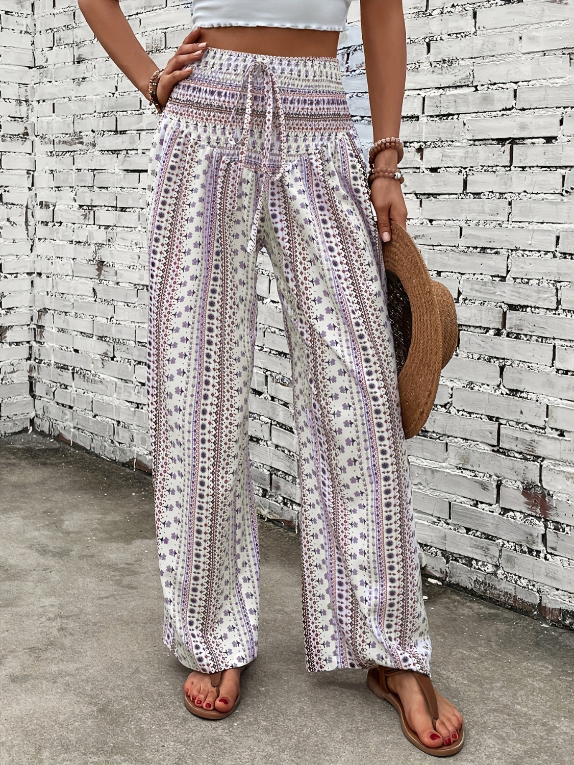 Printed Wide Leg Pants - Beach or Everday - T - 5 COLORS -