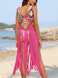 Thumbnail for Fringe Spaghetti Strap Cover-Up - T - 10 COLORS -