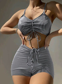 Thumbnail for Drawstring Spaghetti Strap Two-Piece Swim set - T - 2 COLORS -