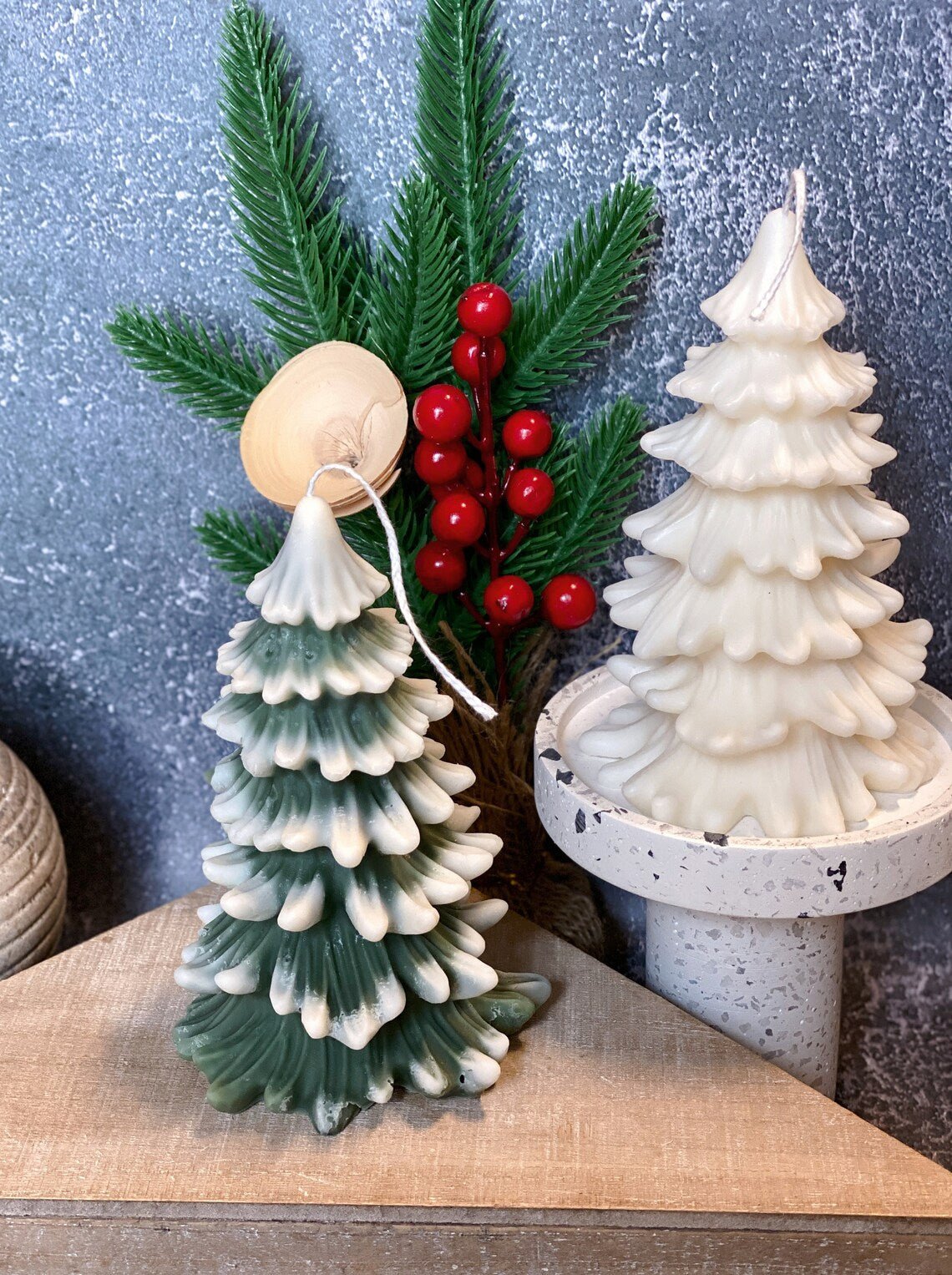 Christmas Tree Candles - Cedar Trees Holiday Decor - 4 STYLES - 4 FRAGRENCES -