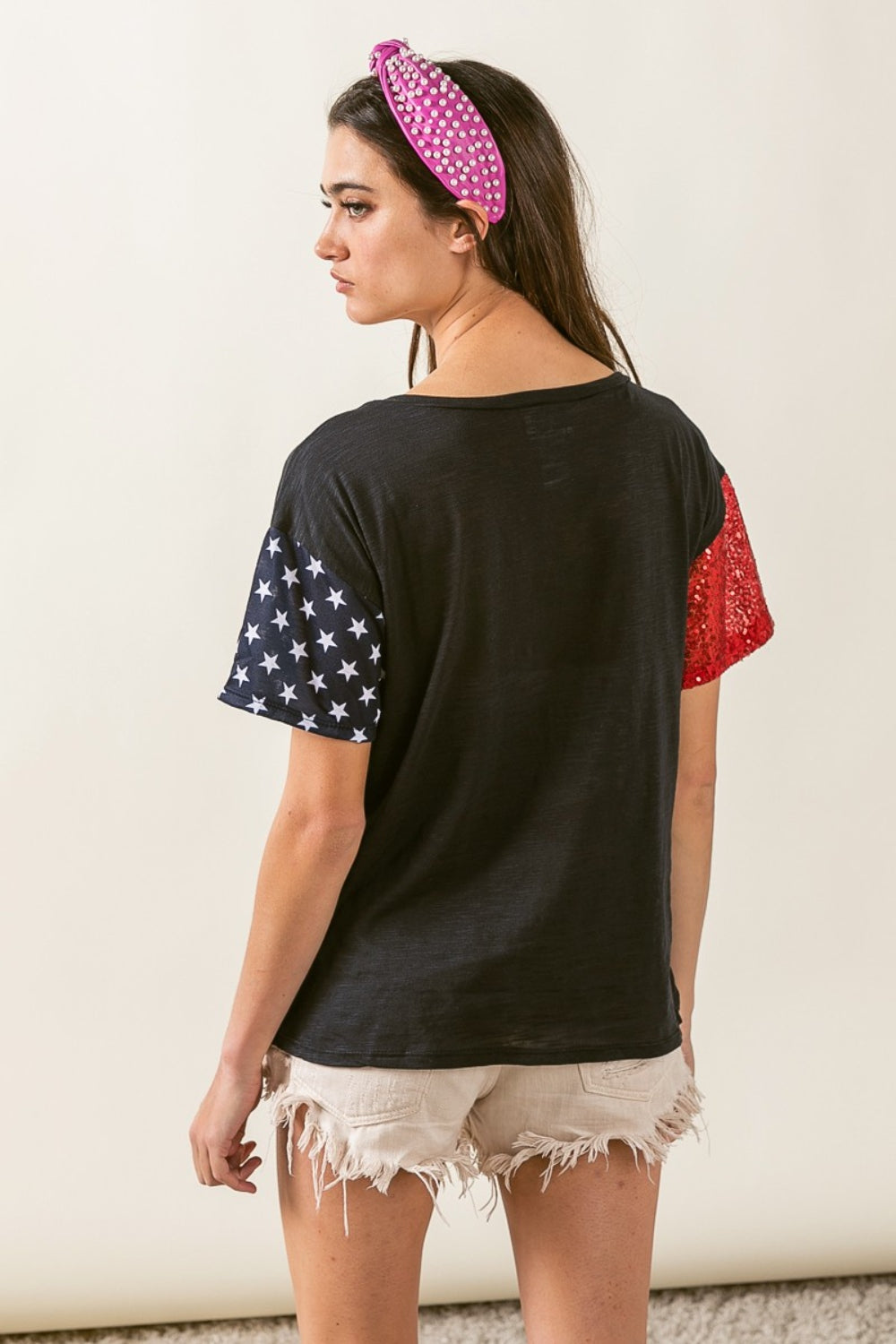 BiBi USA Graphic Short Sleeve Distressed T-Shirt - T - 1 COLOR -