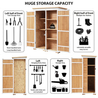 Thumbnail for Outdoor 5.5ft Hx4.1ft L Wood Storage Shed, Garden Tool Cabinet With Waterproof Asphalt Roof, Four Lockable Doors, Multip