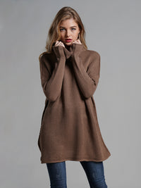 Thumbnail for Turtleneck Dropped Shoulder Long Sleeve Sweater - T - 6 COLORS -