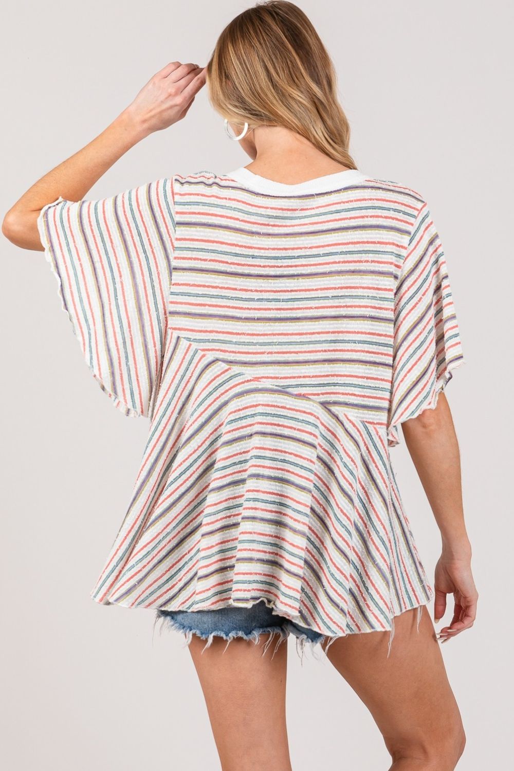 SAGE + FIG Full Size Round Neck Stripe Top - SIZES S THRU 3XL - T - 1 COLOR -