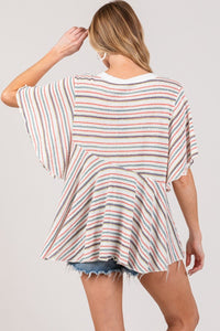 Thumbnail for SAGE + FIG Full Size Round Neck Stripe Top - SIZES S THRU 3XL - T - 1 COLOR -