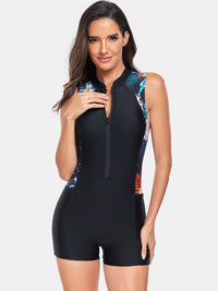 Thumbnail for Zip Up Sleeveless One-Piece Swimwear - T - 1 COLOR -