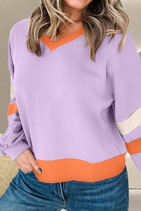 Thumbnail for Color Block Long Sleeve Sweatshirt - T - 1 COLOR -