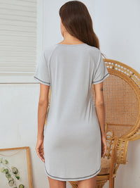 Thumbnail for Round Neck Short Sleeve Lounge Dress - T - 3 COLORS -