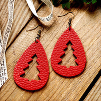 Thumbnail for Faux Leather Cutout Christmas Tree Earrings - T - 4 COLORS -