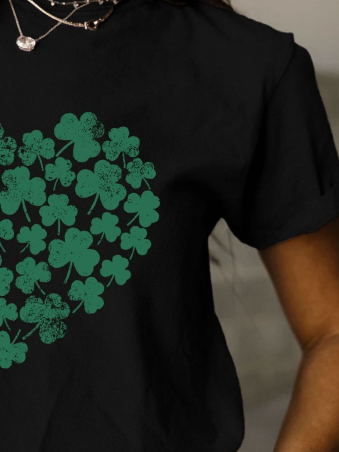 Full Size Lucky Clover Round Neck Short Sleeve T-Shirt - T - 10 COLORS -