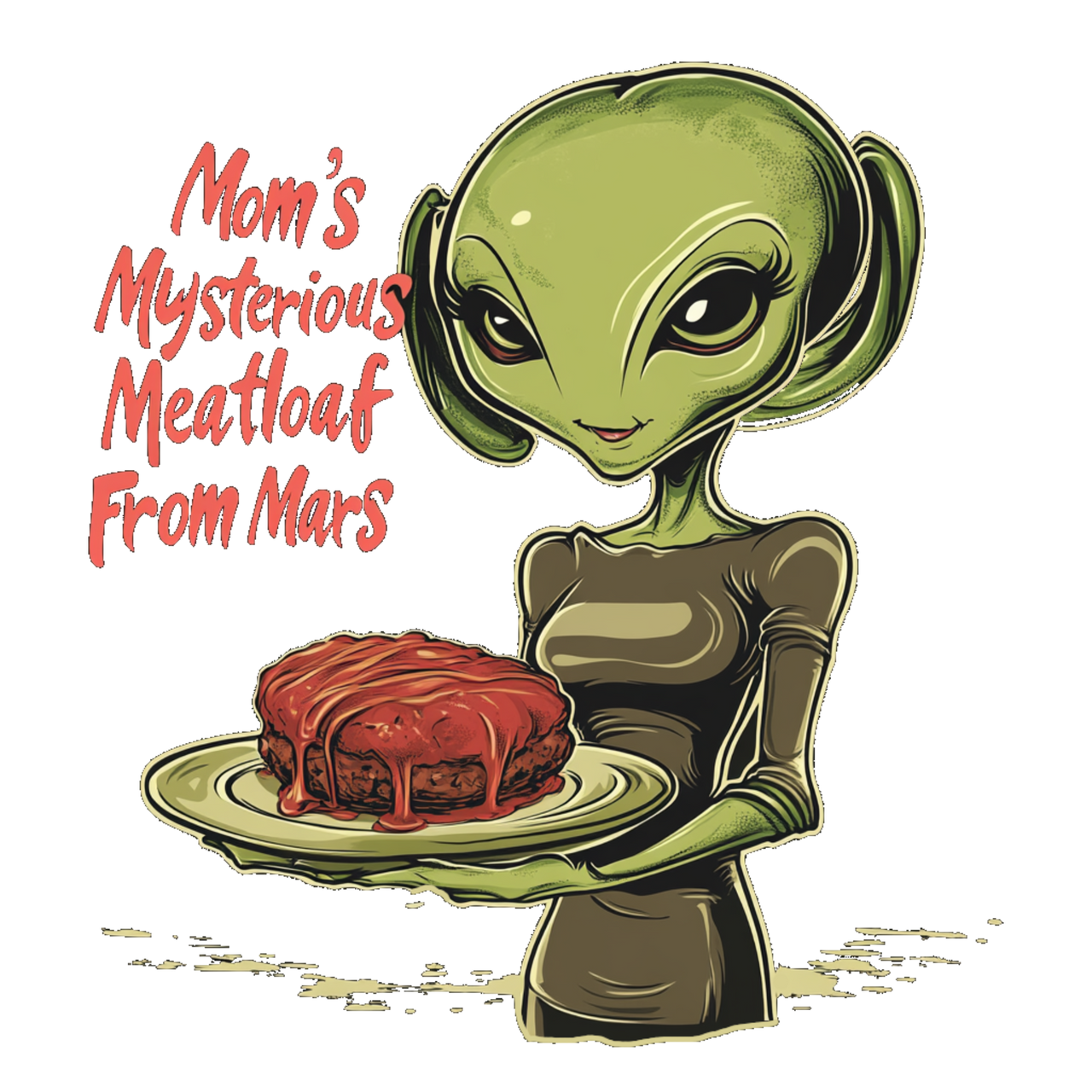 Mom's Mysterious Meatloaf From Mars Alien Tee, Funny Alien T-Shirt - 2 COLORS -