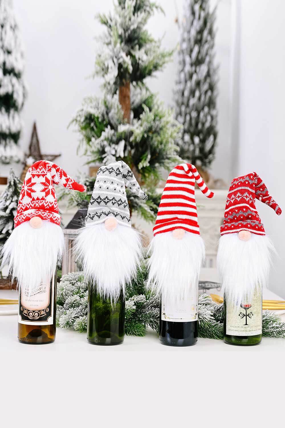 4-Pack Christmas Gnome Wine Bottle Covers - 15" - [5-10 DAY DELIVERY] - 4 PCS. - T -