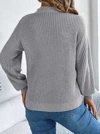 Thumbnail for Cutout V-Neck Long Sleeve Sweater - T - 3 COLORS -