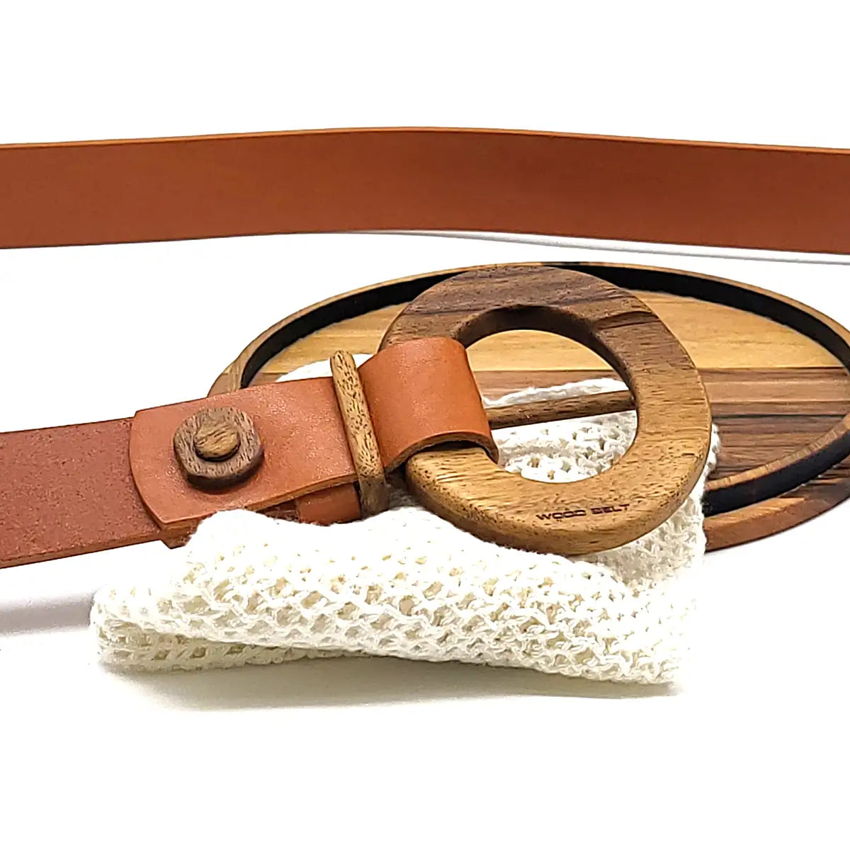 Wood Belt - Luxury Women's Leather Wood Belt Fuji Happiness -