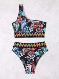 Thumbnail for Printed One Shoulder Two-Piece Swim Set - T - 2 COLORS -