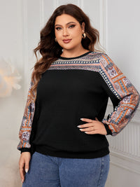 Thumbnail for Plus Size Printed Long Sleeve Sweatshirt - SIZES XL THRU 4XL - T - 3 COLORS -