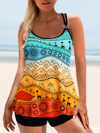 Thumbnail for Printed Round Neck Two-Piece Swim Set - T - 2 COLORS -