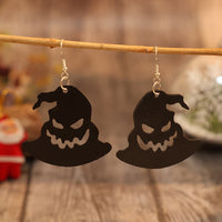 Thumbnail for Faux Leather - pumpkin face Hat Shape Earrings - 1 COLOR -