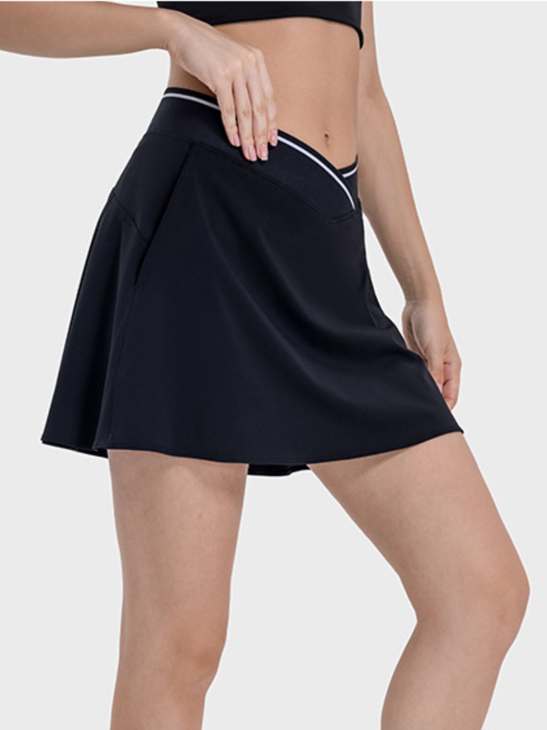 Pocketed Elastic Waist Active Skirt - T - 4 COLORS -