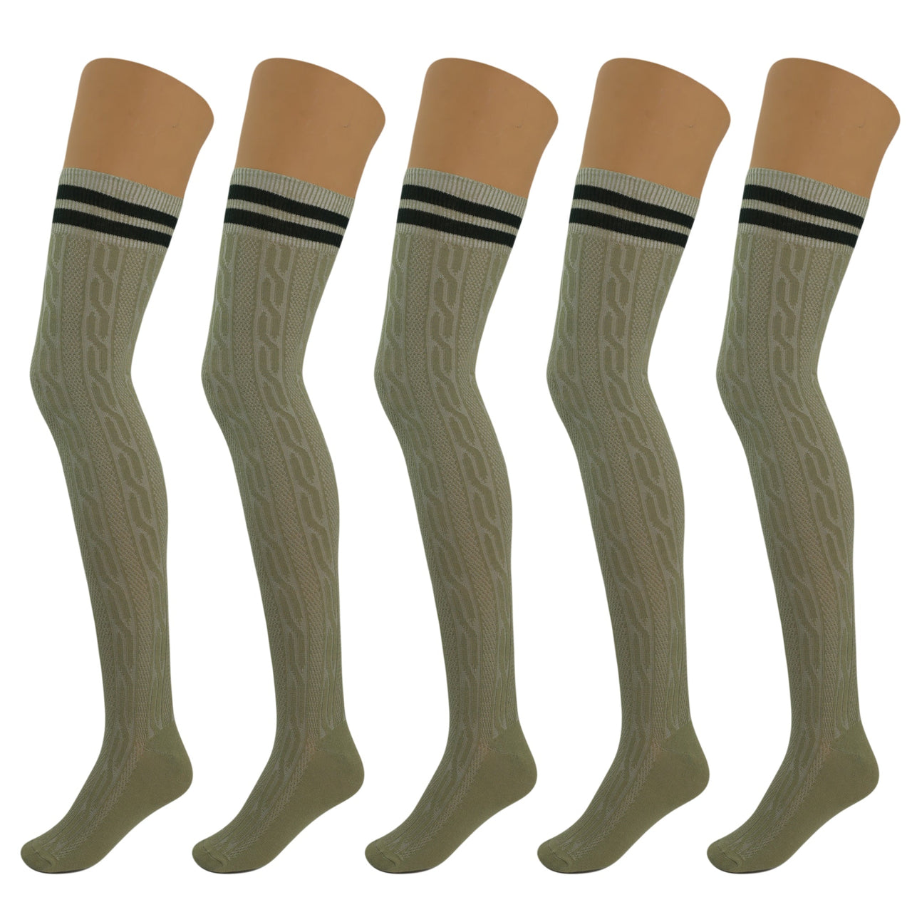 5 Pairs Over Knee Thigh Socks Knee-High Warm Stocking Women Boot Sock Leg Warmer High Socks - FITS SIZES 5-10 - 9 COLORS -