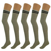 Thumbnail for 5 Pairs Over Knee Thigh Socks Knee-High Warm Stocking Women Boot Sock Leg Warmer High Socks - FITS SIZES 5-10 - 9 COLORS -