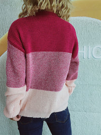 Thumbnail for Color Block Long Sleeve Sweater - T - 3 COLORS -