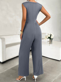 Thumbnail for Round Neck Sleeveless Wide Leg Jumpsuit - T - 4 COLORS -