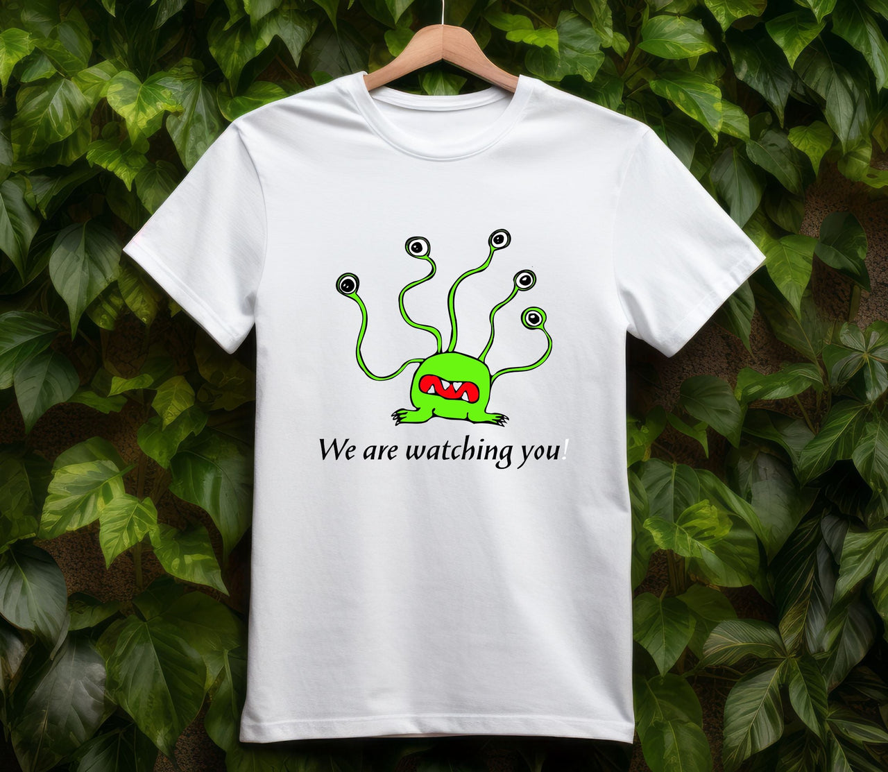 Alien T-Shirt, "We Are Watching You!" Funny Alien T-Shirt 5-Eyed Alien Tee - 4 COLORS -