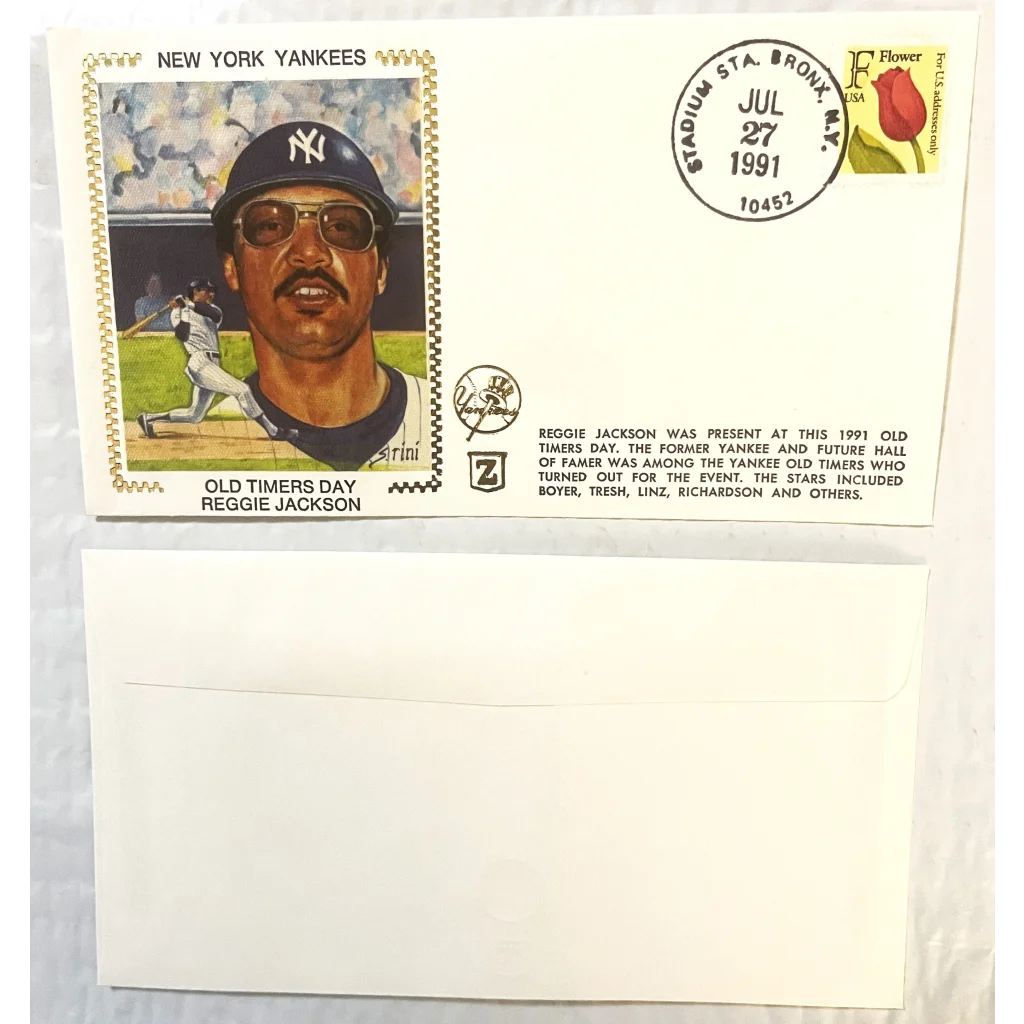 Vintage 1991 Reggie Jackson Embossed Stamped Envelope, NY Yankees Tribute, Bronx