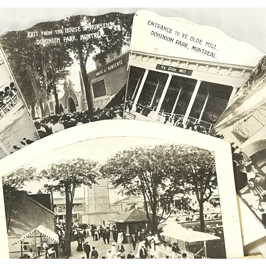 Rare Antique 1900s - 1910s 🎢 Dominion Park Fan Postcard, Montreal, Quebec, Canada 🍁