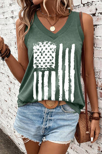 Thumbnail for US Flag V-Neck Tank - T - 1 COLOR -