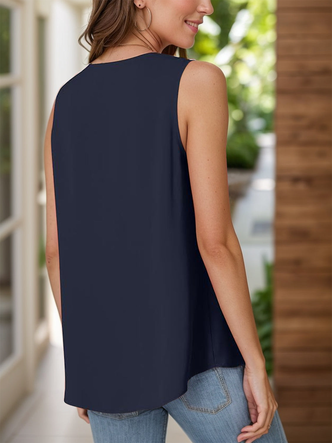 Full Size Ruched V-Neck Tank - SIZES S THRU 3XL - T - 12 COLORS -