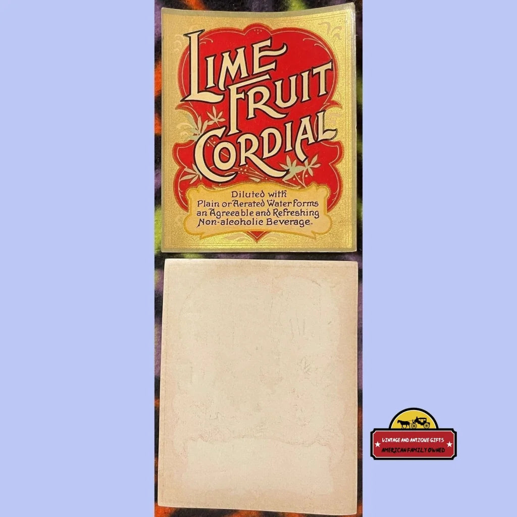 Very Rare 1800's Antique Lime Fruit Cordial Beverage Label, Amazing Collectible!