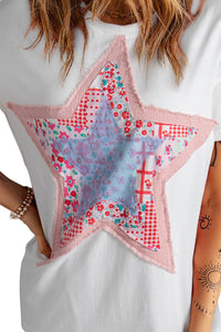 Thumbnail for Star Round Neck Short Sleeve T-Shirt - T - 2 COLORS -